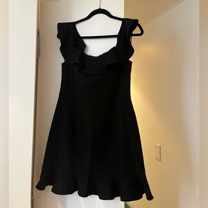 French Connection Black Ruffle Mini Dress